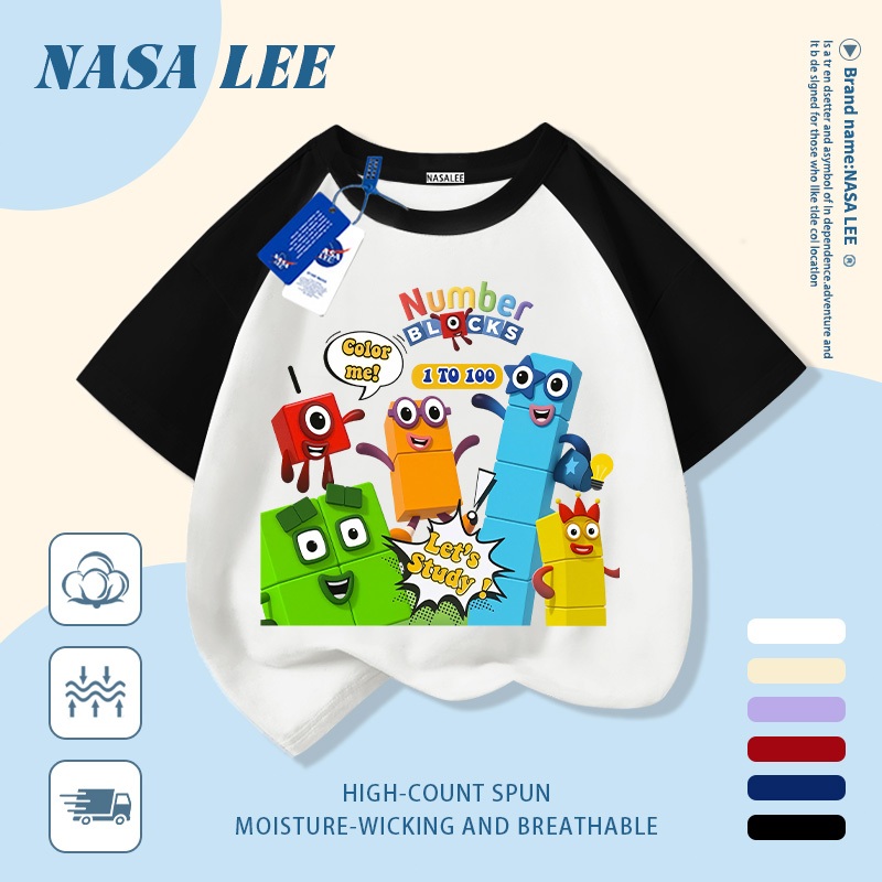 2026 Áo thun trẻ em họa tiết hoạt hình khối xây dựng đầy màu sắc của NASA bán chạy - Cùng phong cách dành cho nam nữ - Hàng có sẵn Imm