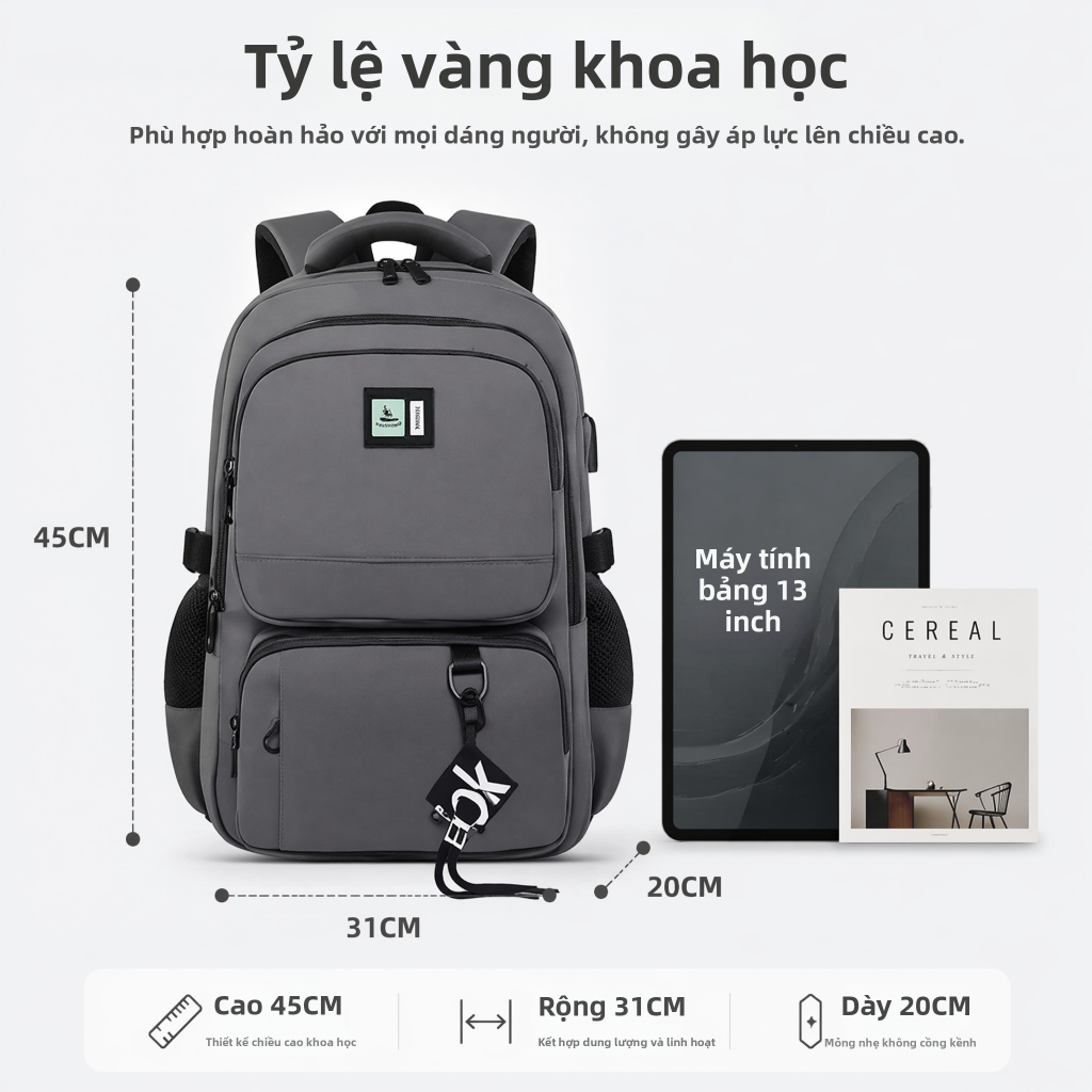 Balo Laptop Nam Cao Cấp Chống Nước, Nhiều Ngăn, Dung Lượng Lớn, Chống Thấm Nước, Đựng Máy 15.6 Inch, Thời Trang Văn Phòng
