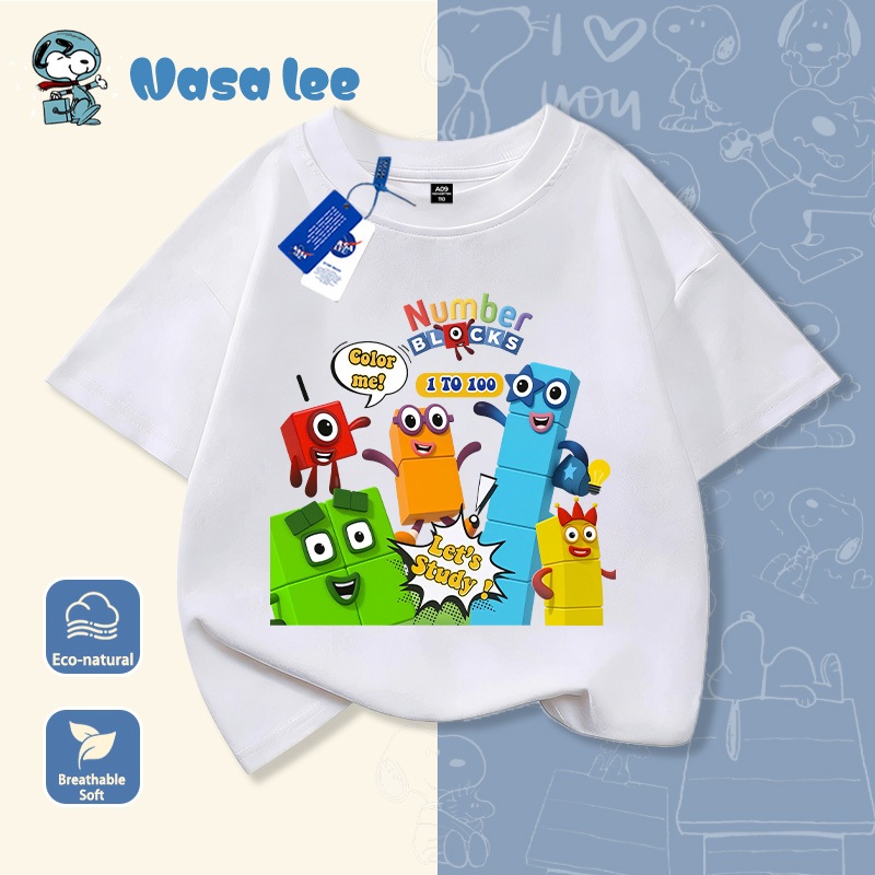 Áo Thun NASA Trẻ Em Hè 2026 Sọc Màu In Hình Ngộ Nghĩnh Cotton Cao Cấp