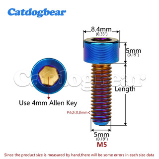 Bu lông titan Catdogbear M5x10 / 12 / 16 / 18 / 20 / 23 / 25 / 30 / 35 / 40 / 45mm Vít đầu Stigma DIN 912 được sử dụng cho cột yên xe đạp