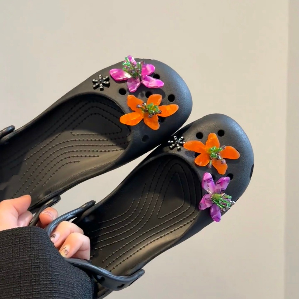 Phụ Nữ Bé Gái Tắc Sandal Giày DIY Quyến Rũ Phong Cách Vintage Hoa Tím Mặt Dây Chuyền Nút Lỗ Giày Trang Trí Bộ Phụ Kiện Quà Tặng