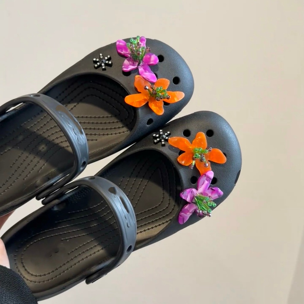 Phụ Nữ Bé Gái Tắc Sandal Giày DIY Quyến Rũ Phong Cách Vintage Hoa Tím Mặt Dây Chuyền Nút Lỗ Giày Trang Trí Bộ Phụ Kiện Quà Tặng