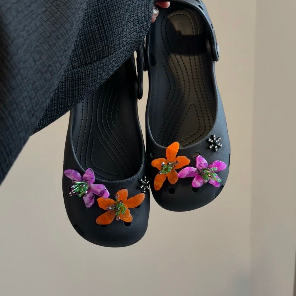 Phụ Nữ Bé Gái Tắc Sandal Giày DIY Quyến Rũ Phong Cách Vintage Hoa Tím Mặt Dây Chuyền Nút Lỗ Giày Trang Trí Bộ Phụ Kiện Quà Tặng