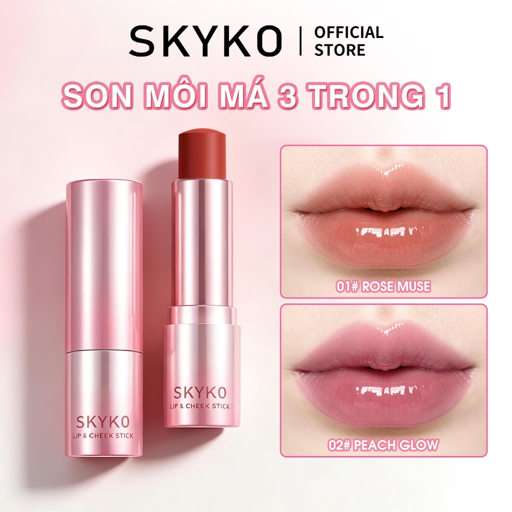 Son môi SKYKO Hydrating Juicy Lips 3 trong 1 cho Lipgloss & Blush 6 màu