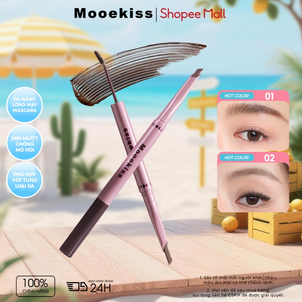 Chì Kẻ Mày Mooekiss 2 Đầu, Chống Nước Mồ Hôi, Không Lem, Tạo Sợi Tự Nhiên, Dễ Dùng, Chống Nước, Chống Mồ Hôi, Không Lem, Tự Nhiên, Siêu Mảnh, Tạo Sợi