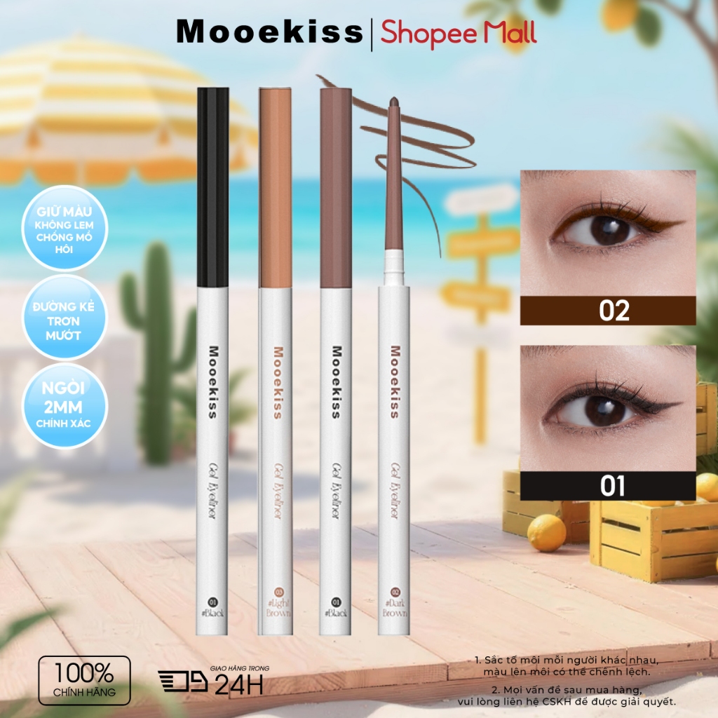 Kẻ Mắt Gel Mooekiss, Chống Nước Mồ Hôi, Không Lem, Lâu Trôi, Nét Mảnh Sắc Nét 100ml, Chống Nước, Không Nhòe, Siêu Mảnh