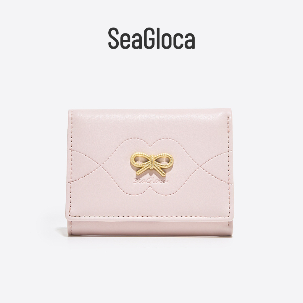 Seagloca Mới Nơ Thời Trang Tinh Tế Soild Ví Ngắn Gấp Ba Lần Cho Nữ  1802