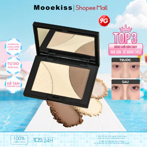 Bảng Tạo Khối Mooekiss 3 Màu 9g, Contour & Highlight, Dễ Tán, Tự Nhiên, Lâu Trôi