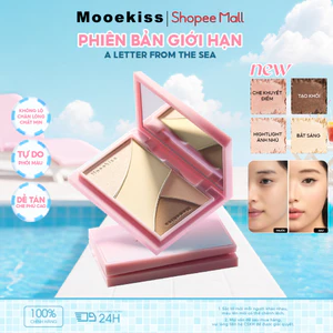 Bảng màu tô sáng và đường viền bốn màu Mooekiss, kết hợp mờ để làm sáng bóng mặt và bóng mũi, màu xanh bột, 9g