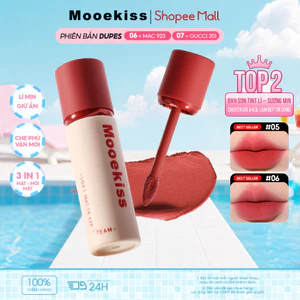 Son bóng mờ Mooekiss chống nhòe và có kết cấu mịn màng mượt mà làm sáng màu môi và tạo ra lớp phủ mờ tự nhiên