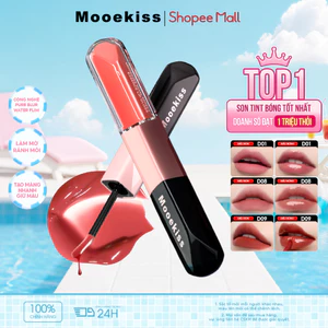 Son Mooekiss 2 Đầu Lì & Bóng, Dưỡng Ẩm 8H, Lâu Trôi, Không Lem, Mịn Nhẹ 6ml