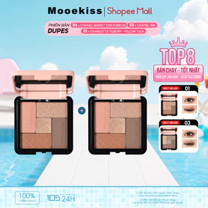 Combo 2 Bảng Phấn Mắt Mooekiss 5 Màu, Tone Đất, Lì Mịn, Dễ Tán 8.5gx2Nhũ Lấp LánhLì MịnSắc Tố CaoBão Hòa ThấpKhông LemNgười Mới Bắt Đầu
