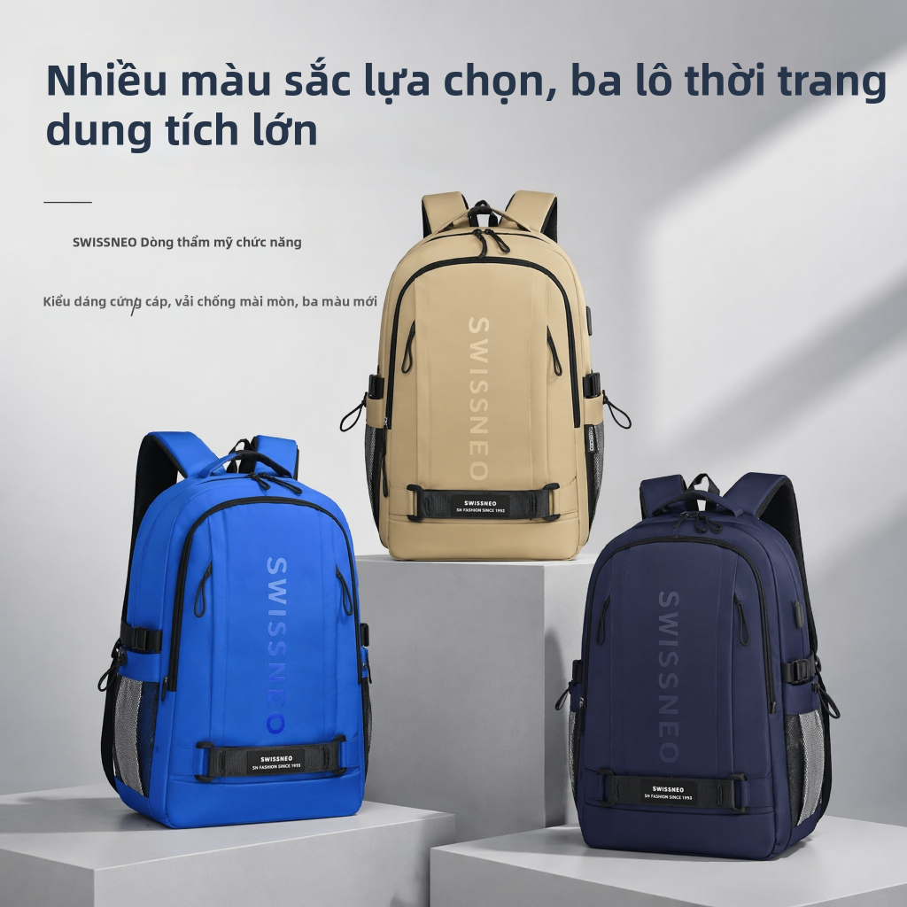 Balo Công Sở Nam SWISSNEO Chống Nước, Nhiều Ngăn, Đệm Lưng Thoáng Khí, Đi Làm/Đi Học/Đi Du Lịch