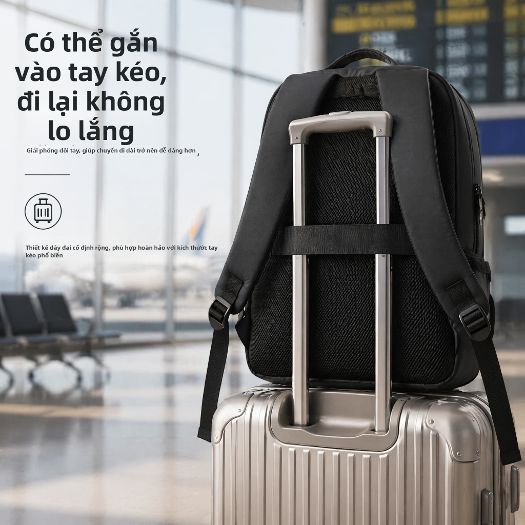 Ba lô máy tínhBalo Laptop Nam Cao Cấp Chống Nước, 2 Ngăn Máy Tính, Đựng Máy 15.6 Inch, Thời Trang Văn Phòng, Đen/Xanh Đậm