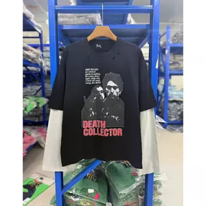 Vintage Đau Khổ Giả Hai Mảnh Dài Tay Tee Retro Nhân Vật Chân Dung In Chữ Rời Quá Khổ Dạo Phố Unisex Top