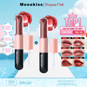 Combo 2 Son Mooekiss 2 Đầu, Lì & Bóng, Dưỡng Ẩm, Lâu Trôi, Không Lem
