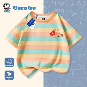 Áo thun NASA trẻ em mùa hè 2026 cotton nguyên chất áo cộc tay trắng cho bé trai bé gái thời trang đẹp