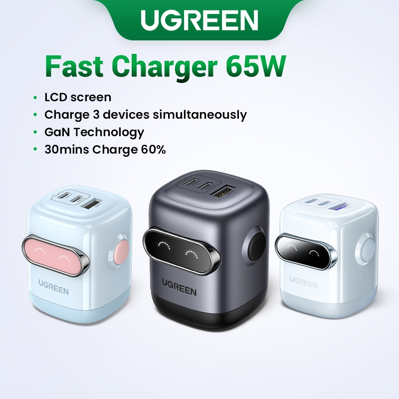 Ugreen Uno 65W 30W RobotGaN Sạc Nhanh GaN2 Sạc Nhanh RG Bộ Chuyển Đổi Nguồn USB C Nhanh Cho iPhone 16 Pro Max iPhone 15 14 13 Pro Max Samsung S24 S23 Ultra