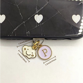 Điện Thoại Di Động Chống Bụi Cắm Tự Làm Smiley Cloud Chữ Cái Tiếng Anh A-Z Mặt Dây Chuyền Trang Trí Điện Thoại Di Động