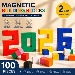 Bộ 100 Khối Từ Tính 2CM Đồ Chơi Khối Xây Dựng Nam Châm Cho Trẻ Em