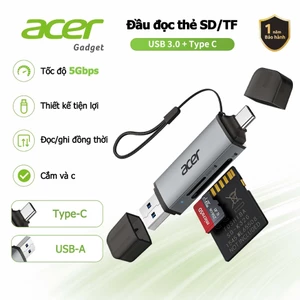 Acer Đầu đọc thẻ 2 trong 1 SD/TF OTG USB C / A Bộ chuyển đổi thẻ nhớ USB 3.0 Type C sang Micro SD Thích hợp cho điện thoại di động máy tính xách tay máy tính bảng máy tính để bàn và máy ảnh UC202