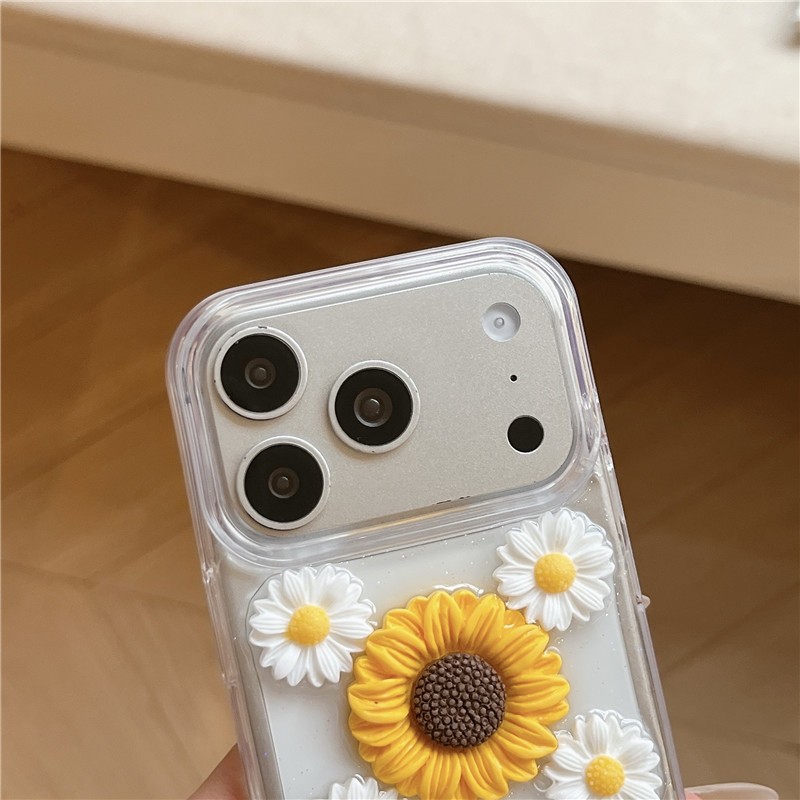 IPhone 17 Pro max Họa tiết hướng dương nhúng với vỏ điện thoại chất liệu keo
