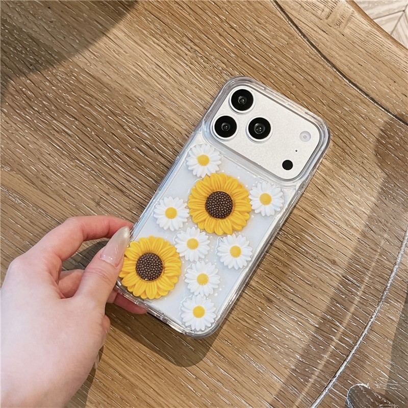 IPhone 17 Pro max Họa tiết hướng dương nhúng với vỏ điện thoại chất liệu keo