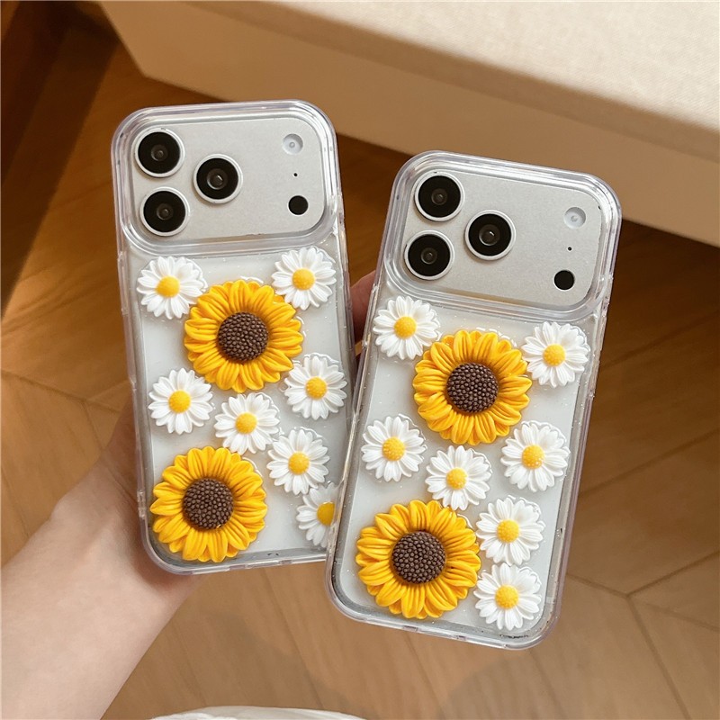 IPhone 17 Pro max Họa tiết hướng dương nhúng với vỏ điện thoại chất liệu keo