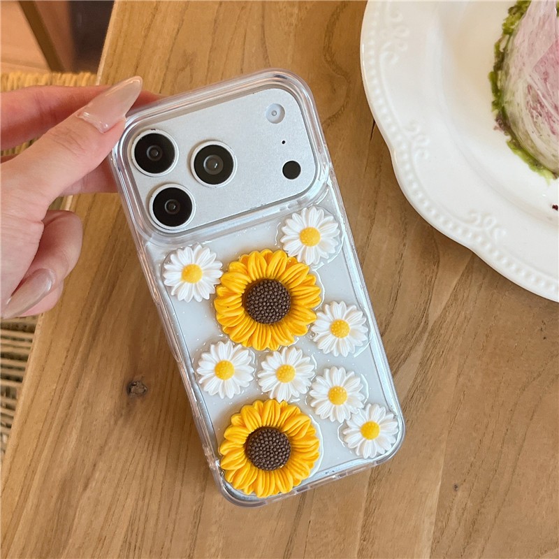 IPhone 17 Pro max Họa tiết hướng dương nhúng với vỏ điện thoại chất liệu keo