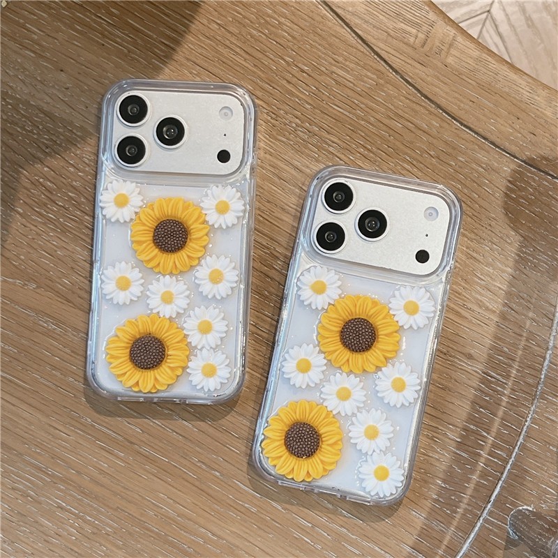 IPhone 17 Pro max Họa tiết hướng dương nhúng với vỏ điện thoại chất liệu keo