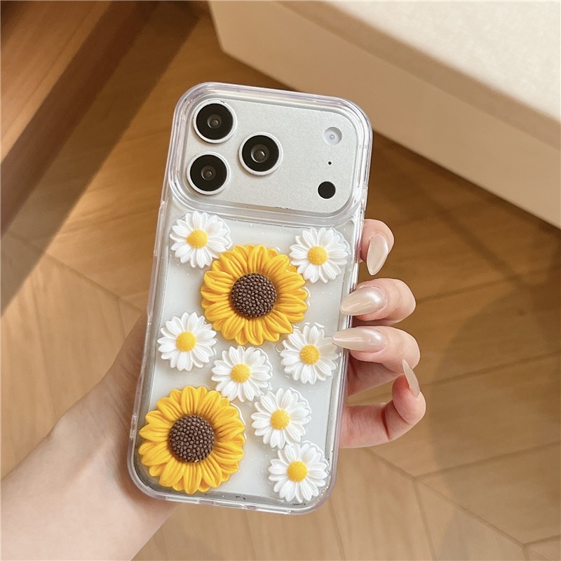 IPhone 17 Pro max Họa tiết hướng dương nhúng với vỏ điện thoại chất liệu keo