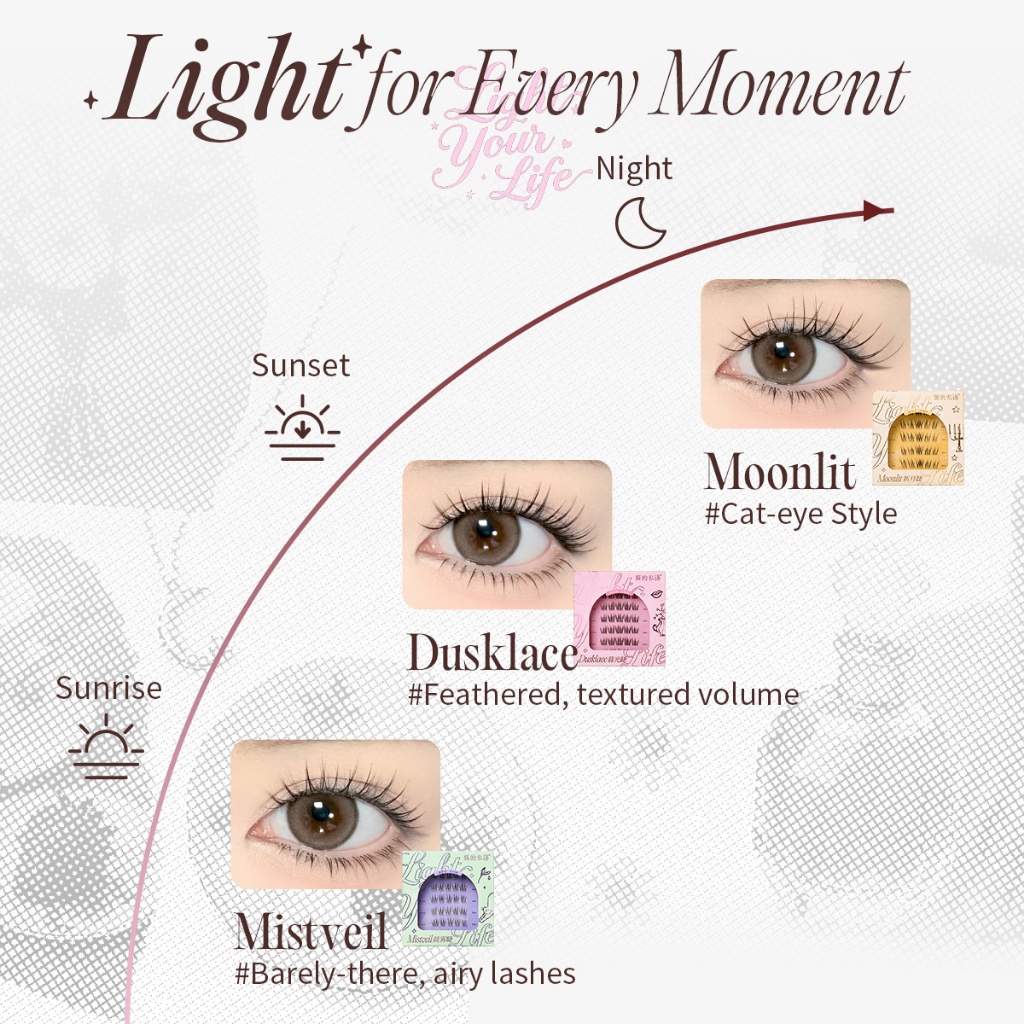 Cat 's Whisper Light Series Keo Free Mi Siêu Tự Nhiên Tự Dính Falsies Cả Ngày Cụm Cuối Cùng