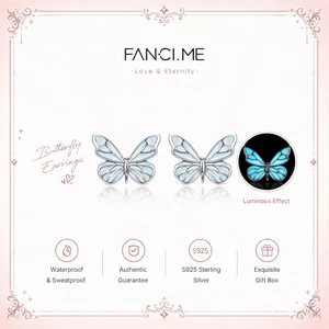 FANCIME Phát Sáng Bướm 925 Bông Tai Bạc Phát Sáng Trong Bóng Tối Thiết Kế Kỷ Niệm Ngày Lễ Tình Nhân Quà Tặng Sinh Nhật Cho Nàng