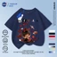 NASA Monkey Children Áo ngắn tay mùa hè Cotton nguyên chất thoáng khí giữa trẻ em lớn in hình vui nhộn