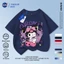 NASA Kuromi Children Tay ngắn mùa hè Cotton nguyên chất thoáng khí vừa lớn Trẻ em in hình vui nhộn