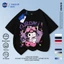 NASA Kuromi Children Tay ngắn mùa hè Cotton nguyên chất thoáng khí vừa lớn Trẻ em in hình vui nhộn