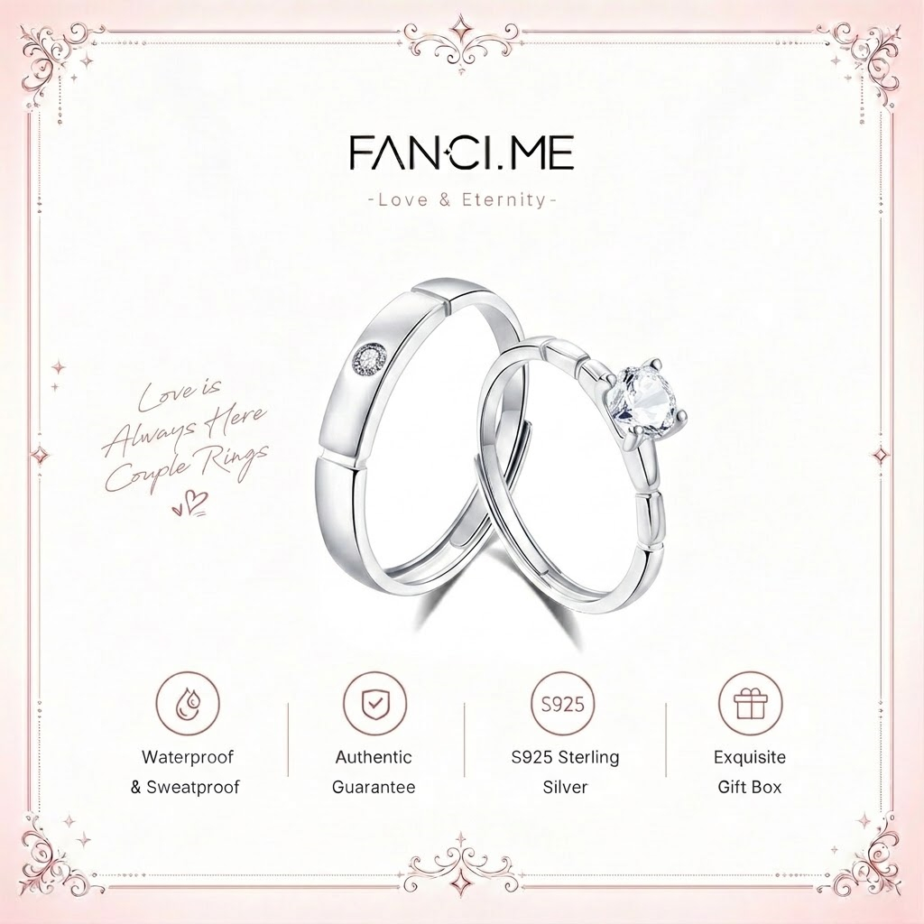 FANCIME Nhẫn Cưới Nhẫn Đính Hôn Nhẫn Xưng Tội Nhẫn Có Thể Điều Chỉnh Tình Yêu Lời Hứa Nhẫn Dành Cho Cặp Đôi Khắc Tùy Chỉnh Lễ Tình Nhân Lễ Hội Qixi Quà Tặng