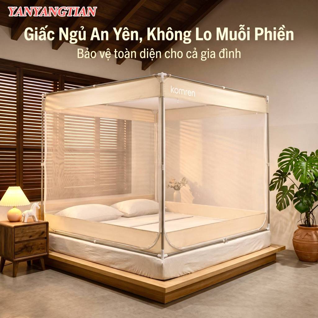 YANYANGTIAN Mùng Chống Ngã  Mùng Khung Vuông Chống Muỗi Chắn Giường Chống Ngã Giường Không cần khoan