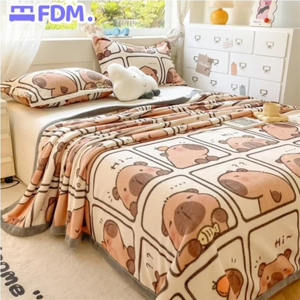 Feidimeng chăn lông cừu san hô Mỏng và thoáng khí Không rụng tóc,Chăn sofa, chăn ngủ trưa