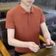 Thời Trang Nam Tay Ngắn Công Sở Áo Sơ Mi Polo Rời Trắng Top Đen Công Sở Áo Thun Thường Ngày