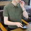 Thời Trang Nam Tay Ngắn Công Sở Áo Sơ Mi Polo Rời Trắng Top Đen Công Sở Áo Thun Thường Ngày