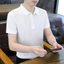 Thời Trang Nam Tay Ngắn Công Sở Áo Sơ Mi Polo Rời Trắng Top Đen Công Sở Áo Thun Thường Ngày