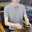 Thời Trang Nam Tay Ngắn Công Sở Áo Sơ Mi Polo Rời Trắng Top Đen Công Sở Áo Thun Thường Ngày