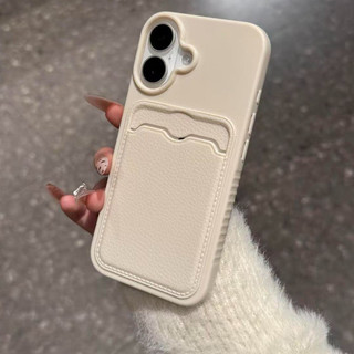 Ốp Điện Thoại Da PU TPU Tối Giản Cho iPhone 11 12 13 14 15 16 17 Pro Max Có Khe Cắm Thẻ Ốp Lưng