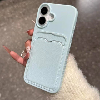 Ốp Điện Thoại Da PU TPU Tối Giản Cho iPhone 11 12 13 14 15 16 17 Pro Max Có Khe Cắm Thẻ Ốp Lưng