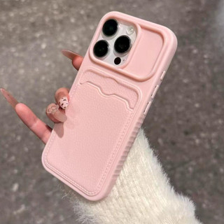 Ốp Điện Thoại Da PU TPU Tối Giản Cho iPhone 11 12 13 14 15 16 17 Pro Max Có Khe Cắm Thẻ Ốp Lưng