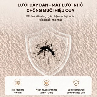 Lưới chống muỗi hai cửa có 2 rèm thoáng khí cho bé Bảo vệ chống rơi