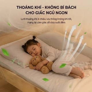 Lưới chống muỗi hai cửa có 2 rèm thoáng khí cho bé Bảo vệ chống rơi