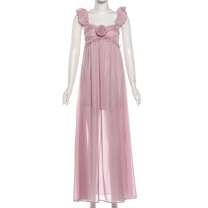 Đầm maxi cổ chém 3D hình eo ôm, style Hàn Quốc ngọt ngào cho mùa hè