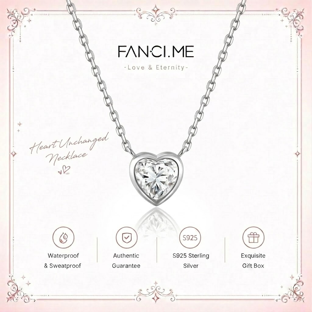 FANCIME Bạc Trái Tim Vòng Cổ Tình Yêu Tinh Khiết Tối Giản Sang Trọng Mặt Dây Chuyền Trang Sức Quà Tặng Sinh Nhật Ngày Lễ Tình Nhân Cho Nàng